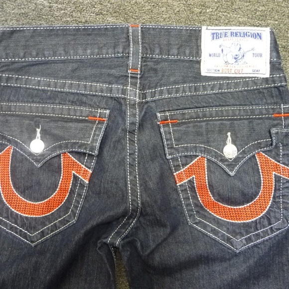 Men's True Religion Boot Cut 32 Dark Blue Jeans - Picture 5 of 6